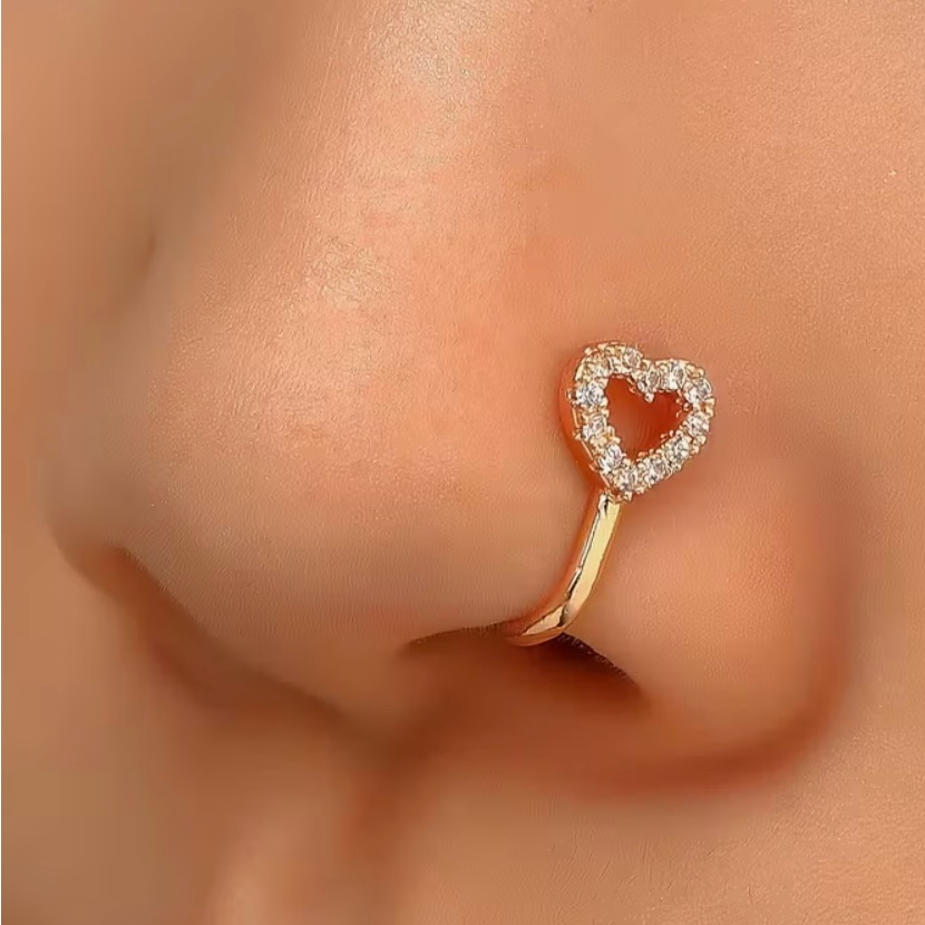 Gold Heart Nose Ring